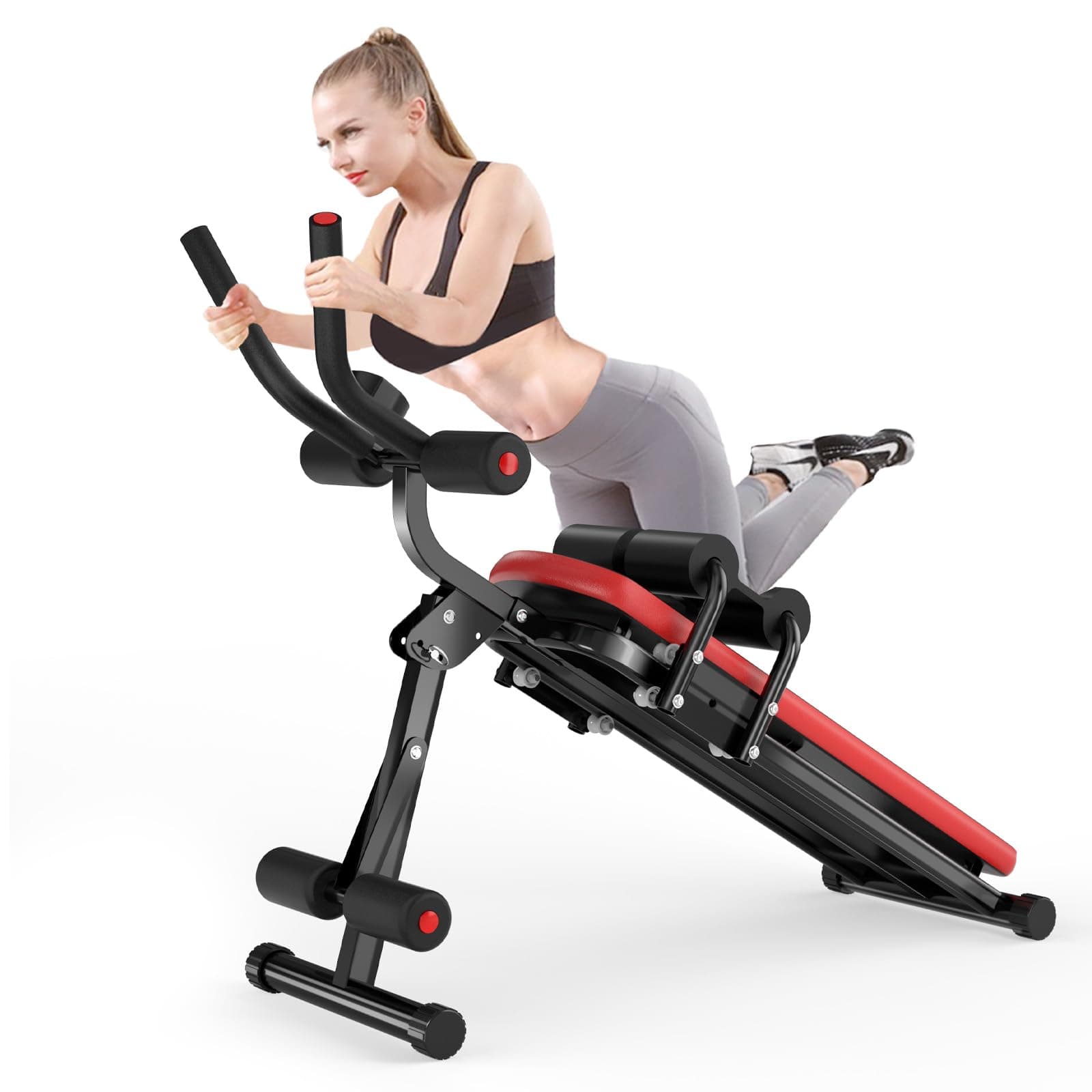 Bigzzia Adjustable Ab Exercise Bench, Abdominal Workout Machine Foldable Sit Up Bench, Full Body Exercise Equipment with LCD Monitor for Leg,Thighs,Buttocks,Rodeo,Sit-up Exercise