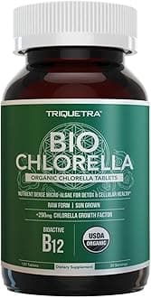 Organic Chlorella: 3 Organic Certifications – Broken Cell Wall Form, Blue Green Algae - Raw, Sun-Grown, Non-Irradiated, Maximum Nutrient & CGF (Chlorella Growth Factor) Levels - (120 Tablets)