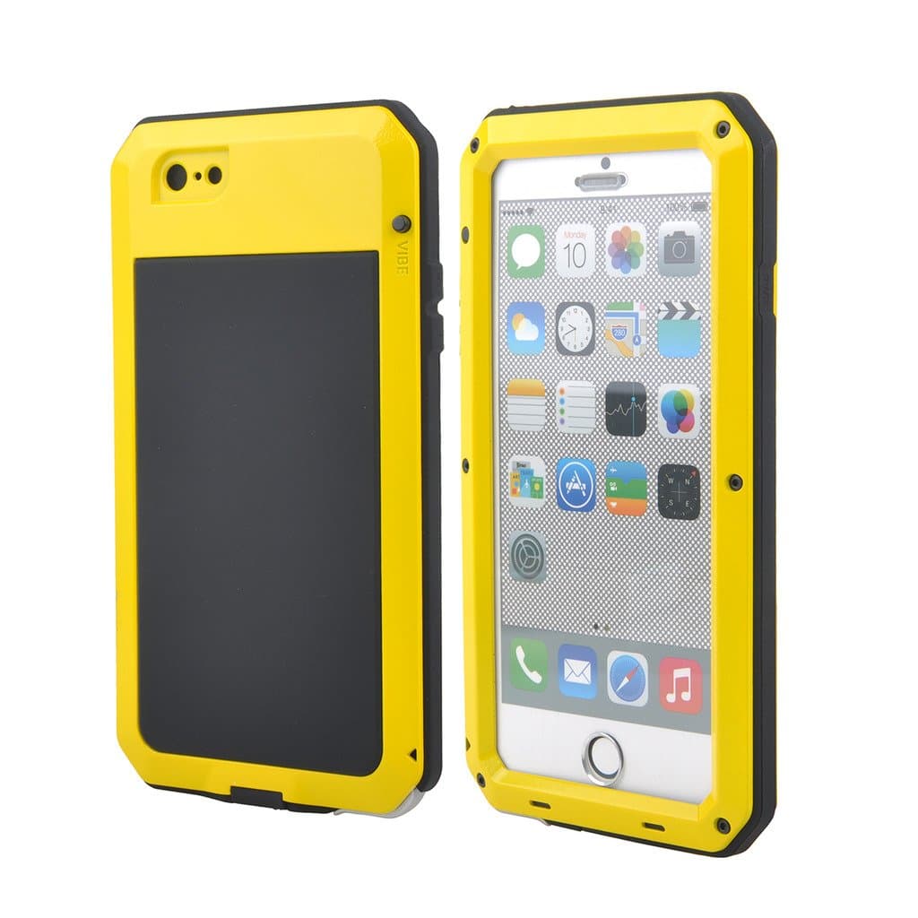 iPhone 6 Case, COMC iPhone 6 4.7" Metal case [Science Hybrid Premium Metal] Full-Body Aluminum Structures with Silicone - Extreme Water Resistant Dust/Dirt Shockproof / Dust Proof Military Heavy Screen Protector - Hard Aluminum Dual Layer Protective Case for Apple iPhone 6 4.7 Inch (Yellow)