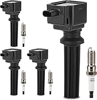 UF670 Ignition Coil & LTR6BHX Double Iridium Spark Plug for Ford Focus Edge Escape Explorer Fusion Mustang Taurus EcoSport/Jaguar F-Pace XE XF/Lincoln MKC MKT MKZ/Land Rover LR2 Replace# DG546 5C1873