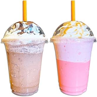 12 oz Clear Plastic Cups with Dome Lids - 100 Sets Disposable Party cups for To Go Iced Coffee Cold Drinks, Smoothie, Bubble Boba Tea, Juice, Parfait, Frappuccino, Milkshake. Nice Sealing Fruit Cup