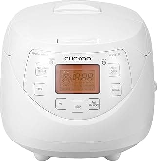 CUCKOO Micom Rice Cooker 6 Cup Uncooked / 12 Cup Cooked, Korean Fuzzy Logic Rice Cooker with Delay Timer & Keep Warm Setting, Versatile Food Steamer with Non-Stick Inner Pot, White (CR-0633F)
