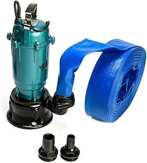 Heavy Duty Flood Sewage Water Pond Drain Septic Sump Cesspool Grinding Pump (Pump with 50m Blue Hose)