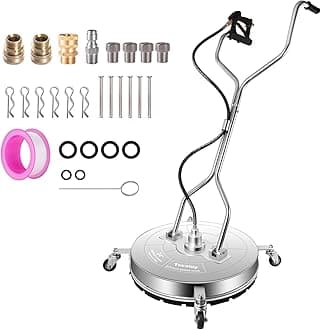 Tecoloy 24'' Pressure Washer Surface Cleaner with 4 Wheels,Dual Handle,Stainless Steel Housing, 4 Replacement Nozzle Cores and 2 Hose Adapters,Ideal for Driveways, Sidewalks,Patios,Decks Cleaning