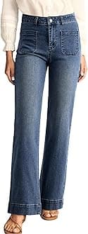 Women's Wide Leg Jeans High Waisted Stretchy Straight Leg Jeans Loose Trendy Denim Pants with Pocket