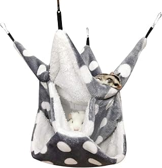 LEFTSTARER Rat Ferret Sugar Glider Cage Hammock Bedding Small Pet Cage Accessories Toy Triple-Layer Hammock Bedding for Hamster Guinea Pig Sugar Glider Rat Ferret Chinchilla Playing Sleeping(Grey)