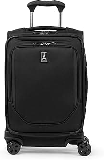 Crew Classic Lightweight Softside Expandable Carry on Luggage, 8 Wheel Spinner Suitcase, Men and Women, Compact Carry On 20-Inch, Black