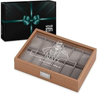 Maverton Personalised Watch Box for Men - Wooden Watch Case with Engraved Personal Glass Lid - Stylish Elegant Watch Holder for 12 Watches - A Gift for Men on Birthday - Quote 5