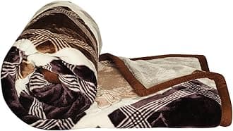 Super Soft Cloudy Printed Double Bed Blanket for Heavy Winter, Single Ply Mink Blanket King Size with 220 x 230 Cm – 3.5 Kg (Brown and White, Pack of 1)
