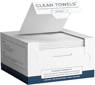 Clean Towels®, 100% USDA Biobased Face Towel, Disposable Face Towelette, Eczema Association Accepted, Makeup Remover Dry Wipes, Ultra Soft, 1 Pack, 25 Ct
