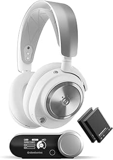 SteelSeries Arctis Nova Pro Wireless Multi-System Gaming Headset - Neodymium Magnetic Drivers - Active Noise Cancellation - Infinity Power System - Gen 2 Mic - PC, PS5, PS4, Switch, Mobile - White
