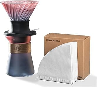 TMEOSK V60 Coffee Kit - Dual-Use Pour Over Coffee Maker with Leak-Proof Valve, One-Click Release, Includes V02 Filters Paper & Pot,Black Transparent