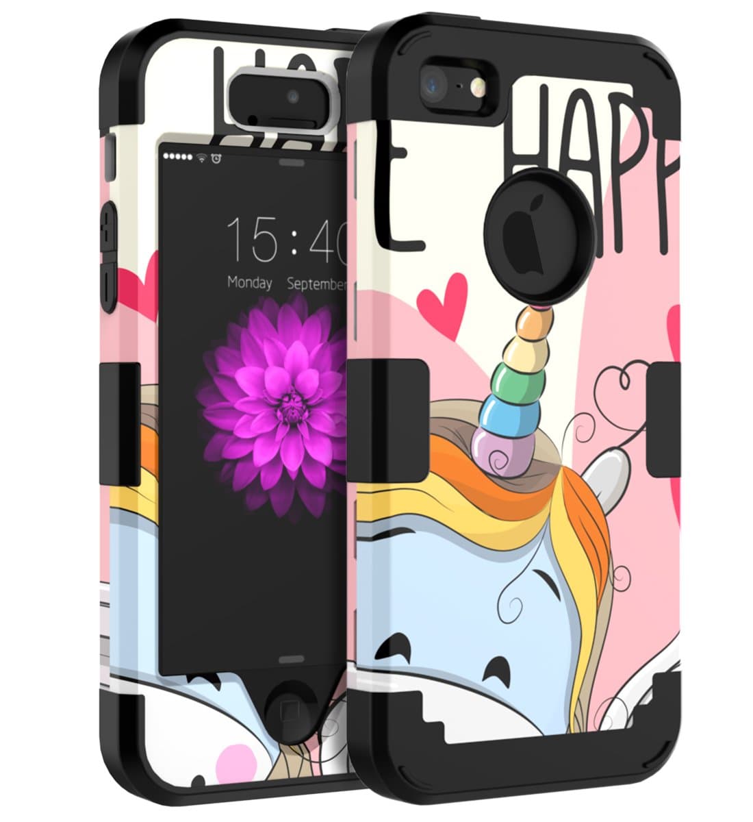 OBBCase Cute Unicorn iPhone 5 Case,iPhone SE Case,iPhone 5S Case, Heavy Duty Three Layer Silicone + Plastic Hybrid High Impact Resistant Protective Cover Case for iPhone SE/5S/5 Unicorn Black