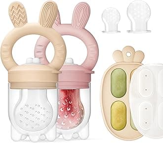 2 Packs Baby Fruit Feeder & Freezer Tray Combo, Push Pop Food To Safely Introduce New Foods, Fresh Frozen Silicone Feeder, 100% Grade, Bpa Free