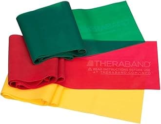 TheraBand Professional Latex Resistance Bands for Upper Body, Lower Body, and Core Exercise, Physical Therapy, Lower Pilates, at-Home Workouts, and Rehab, Assorted Resistances