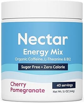 Nectar Energy Booster - Organic Caffeine, B12 & Electrolytes - Sugar Free & Zero Calorie – Healthy Coffee, Energy Drink & Soda Alternative – Hydration & Energy Supplement (Cherry Pom 40 Serving Tub)