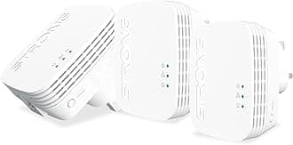 STRONG AV1000 Powerline Adapter, HomePlug AV2 Network Extender, Plug & Play with Pair Button, Gigabit Ethernet Ports, Power Saving Mode, Ideal for 3D/4K Streaming (3-Pack)