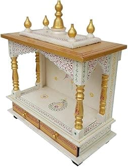 Kamdhenu art and craft Wood Religious Home Temple, Gold, 18 x 9 x 21 inch