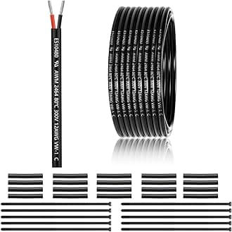 12 Gauge 2 Conductor Electrical Wire 50FT, UL 2464 12 AWG 2 Wire Cable Tinned Copper PVC Stranded 12/2 Core Wire for Marine, LED Lighting, Outdoor Low Voltage Extension Cable, Automotive etc.