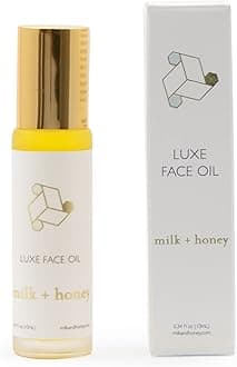 milk + honey Luxe Face Oil, Hydrating and Brightening Vitamin E Oil, Prickly Pear Oil, Evening Primrose Rose Oil, and Goji Seed Oil, Roll On 0.34 oz
