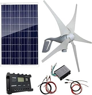 500W hybrid solar kit : 12V 400Watt Wind Turbine Generator + 100W Polycrystalline Solar Panel+ Accessories Boat Farm Home RV Off Grid System Charging 12V Battery