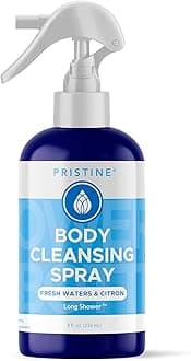 PRISTINE Body Cleansing Spray, No Rinse Waterless Body Wash Spray for Women & Men, Post Workout and Shower Alternative, Dry Shower for Camping, Travel and Elderly Care, Fresh Waters & Citron