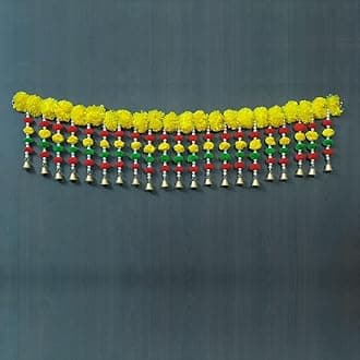 Gift Jaipur Handmade Door Hanging Yellow Orange Merigold Flower Door Bandarwal Toran (MG-04) - Diwali Ganpati Pooja New Year Inauguration Wedding Festival Home Decor (40 Inch X 8 Inch)