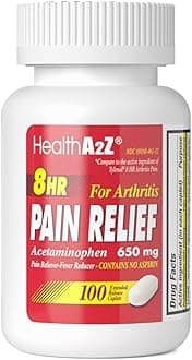 HealthA2Z® Pain Relief Extended Release | Acetaminophen 650mg | 8 Hours | Arthiritis Pain | Pain Reliever - Fever Reducer | Contains no Aspirin (100 Count)