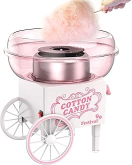 Cotton Candy Machine, Mini Cotton Candy Maker Machine for Kids with Sugar Scoop, Easy & Safe to Use, Pink Vintage Portable Candy Floss Maker for Birthday, Home, Party Gatherings, Christmas Gift