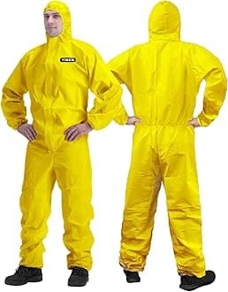 Hazmat Suit Disposable Coverall | Full Body Painters Suit in 7 Sizes with Multiple Specifications for Men & Women - X-Large, Yellow, 1