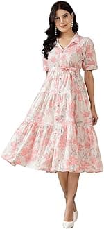 Stylum Women's Floral Printed Cotton Flared Dress