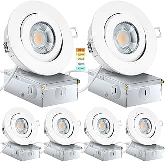 Recessed Lighting 4 Inch, LED Recessed Light Dimmable with Junction Box,Adjustable Recessed Lighting, Air Tight,ETL Listed,9W 750LM,5 CCT Selectable, 6Pack
