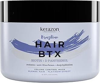 KERAZON Blonde Brazilian Hair BTX Treatment Purple Mask Platinum Effect & Silver Hair Providing Smoothing, Deep Hydration, Anti-Brass, Shine, Softness, Volume & Frizz Control