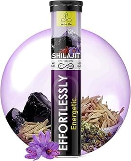World's First 500mg Shilajit Effervescent 21Tablets with Ashwagandha, Gokshuru, Saffron and Safed Musli | For Vitality, Endurance, Stamina, Glowing Skin (21 tablets)