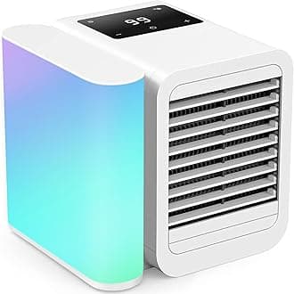 Portable Air Conditioner Cooling Fan: Evaporative Mini Air Cooler with 𝟳 𝗖𝗼𝗹𝗼𝗿𝘀 - USB Personal Air Cooler Desktop Ac Unit for Room Office Home (Cloud White)