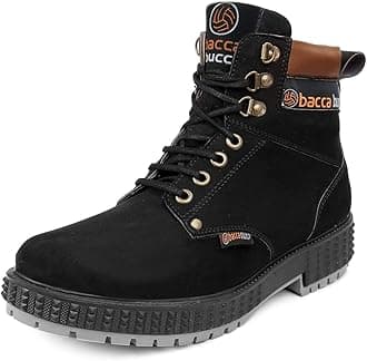 Bacca BucciOriginal 4-Eye Artificial Suede Scott Moto Inspired Combat High top Ankle Boots for Men