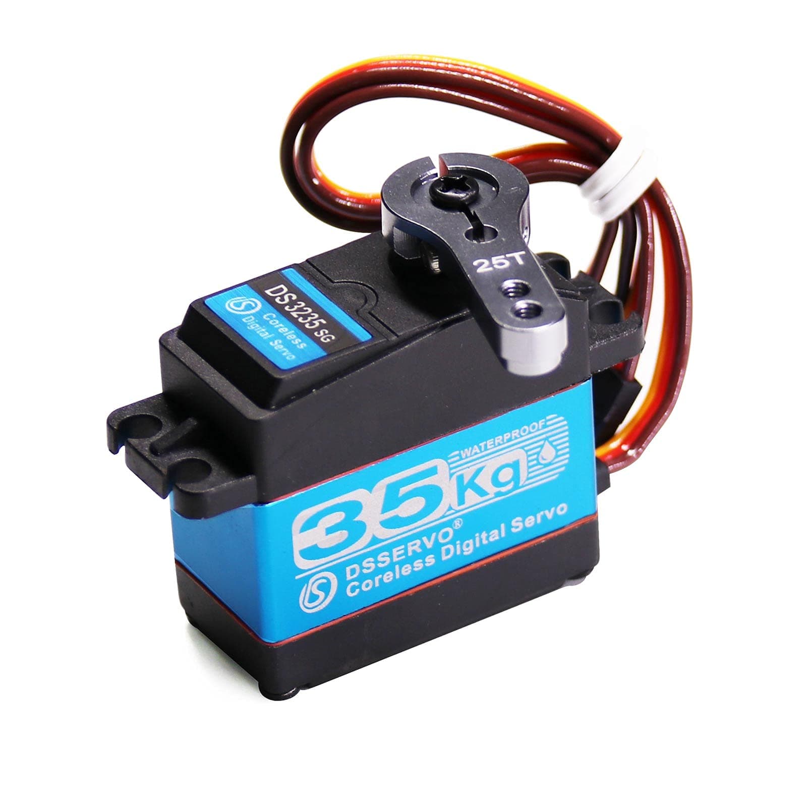 35KG Coreless High Torque Servo，Waterproof Servo Compatible with 1/6，1/8, 1/10, 1/12 Truck, RC Car, Metal Gear Servo with 25T Servo Horn（180°）