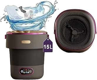 Portable Washing Machine 15L Small Washer and Dryer Mini Washing Machine for Underwear Baby Clothes Socks Foldable Washer lavadora portatil for Apartment Dorm Camping RV Travel (Black)