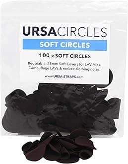 URSA Soft Circles Mic Tape: Reusable Lav Mic Tape Soft Covers | Wind Shield and Camouflage for Lavalier Mics | 100x Soft Lavalier Tape Circles | Microphone Tape Brown
