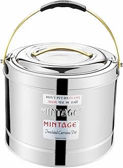 Stainless Steel Sambar Container 7.5 Liters | Sambar Pot with Lid | Casserole for Cooking | Canteen & Hotel Container | Biryani Box Hot & Cold |Hot Pot Picnic Jar Hot Cold 12HR Serving Pot