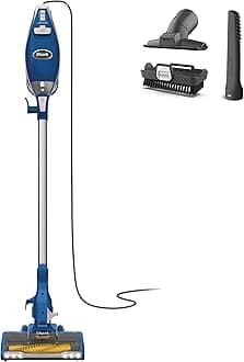 Shark HV343AMZ Rocket Corded Stick Vacuum with Self Cleaning Brushroll Perfect for Pet Hair Pickup, Converts to a Hand Vacuum, with Crevice & Upholstery Tools, Blue/Silver, 0.68 Dust Cup Capacity