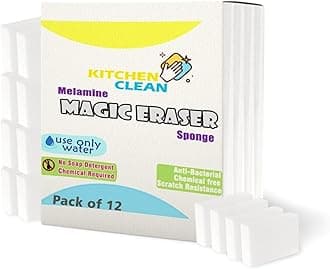 Melamine Magic Eraser | Walls Scratch Marks Stain Remover | Car Seats Dash Board Stains Clean | Watch Belts Cleaner | Multipurpose Use Cleaning Sponge (Pack of 12 Pcs)