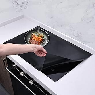 KitchenRaku Large Induction Cooktop Protector Mat, (Magnetic) Electric Stove Burner Covers Antiscratch as Glass Top Stove Cover (Simple Black, 54x90CM)