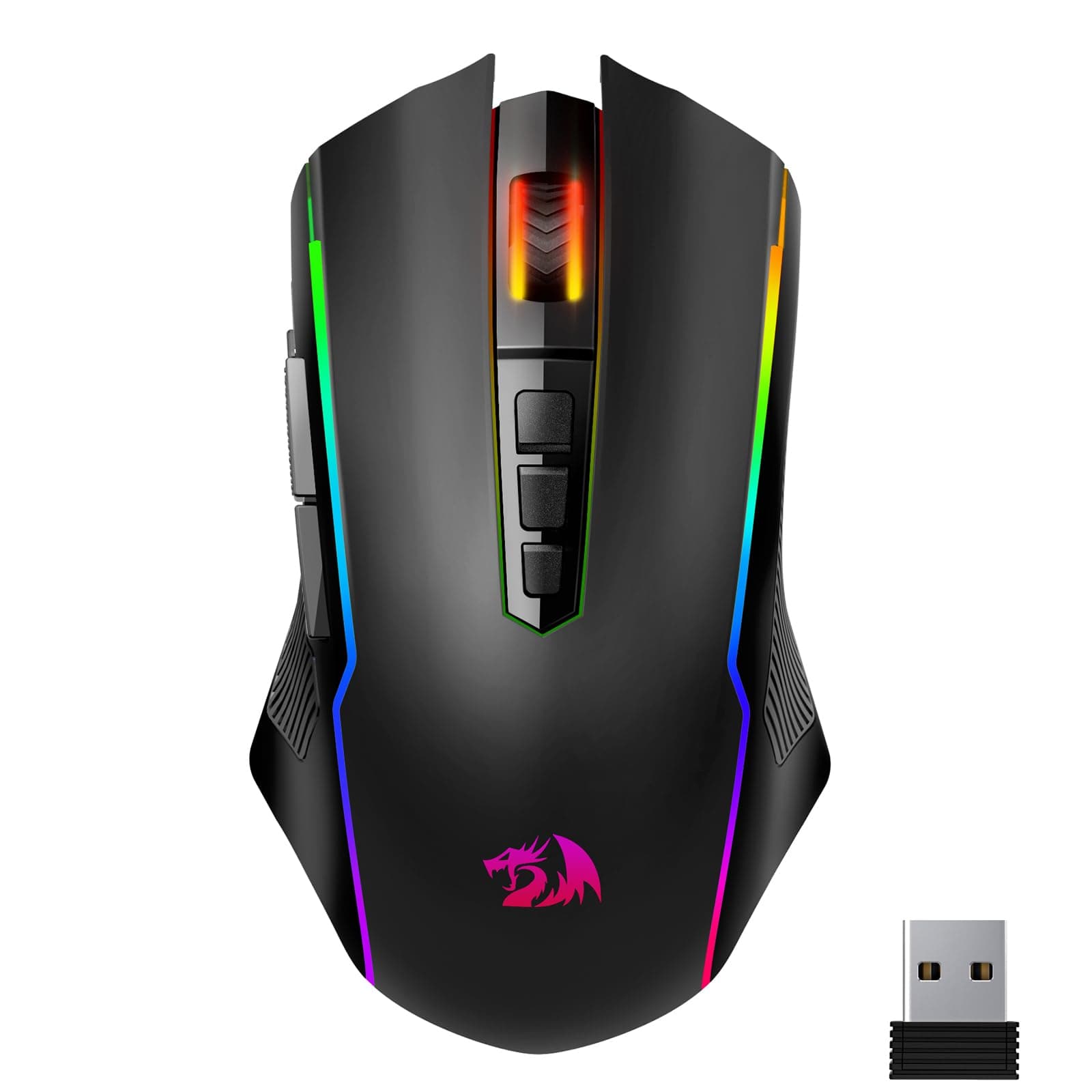 Redragon Wireless Gaming Mouse, Tri-Mode 2.4G/USB-C/Bluetooth Mouse Gaming, 10000 DPI, RGB Backlit, Fully Programmable, Rechargeable Wireless Computer Mouse for Laptop PC Mac, Black