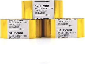 5 Rolls Hot Stamp Ribbon 30mm x 100m Thermal Transfer Ribbon for Date Coder Hot Stamp Printer Machine HP-241 241B 241S TJ-08 DY-8 DY-6 (Gold)