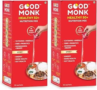 Healthy 50+ Multivitamin for Senior Men & Women | For Energy, Bone & Gut Health | With Probiotics, Fibre, Ashwagandha, Vit. B12, C, D, Iron, Zinc | Add To Food - No Taste Change | 60 Sachets