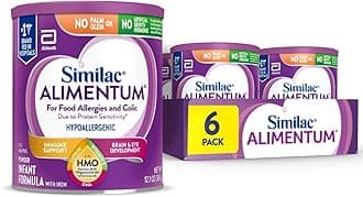 Similac Alimentum With 2'-FL HMO Hypoallergenic Infant Formula, for Food Allergies and Colic Due to Protein Sensitivity, Baby Formula Powder, 12.1-oz Can, Pack of 6