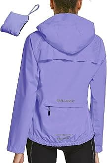 baleaf Women's Rain Jackets Waterproof Windbreaker Packable Running Lightweight Cycling Jacket Reflective Hooded