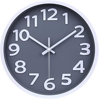CrosstimeGrey Wall Clock 12 Inch Silent Non-ticking Modern Wall Clocks for Kitchen Living Room Bedroom Office Home Decor,3D Numbers Easy to Read,30cm