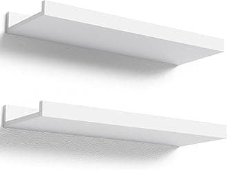 Floating Shelves Wall Mounted Set of 2, Modern White Shelves for Bedroom, Nursery Shelves with Lip, Display Picture Ledge Shelf for Wall Decor Living Room Bathroom Kitchen - White